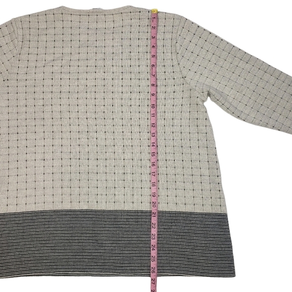 Guido Pisani Wool Blend Knit Sweater Sz 2X Gray Black Checked Striped Italy Made - Picture 9 of 11